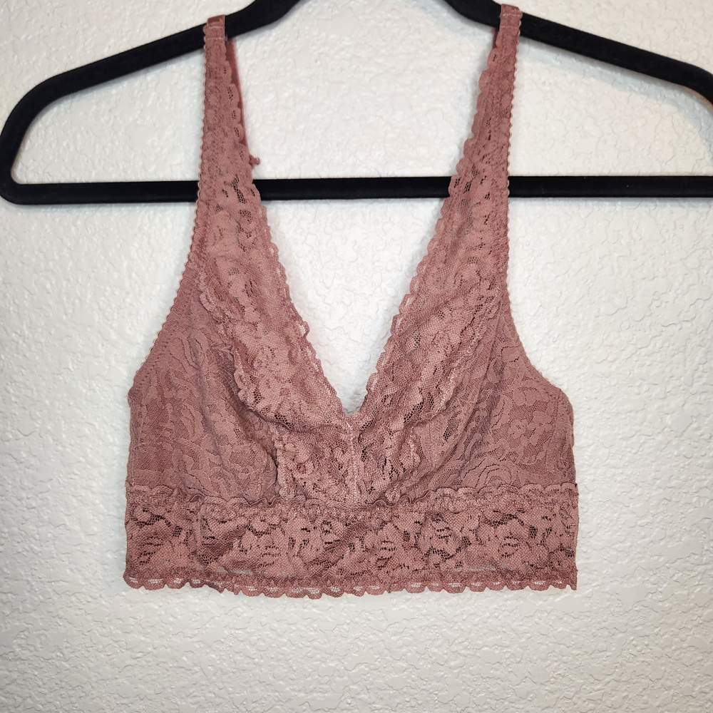Felina Wireless Lace Bralette, Mauve Pink Size S - Picture 3 of 16